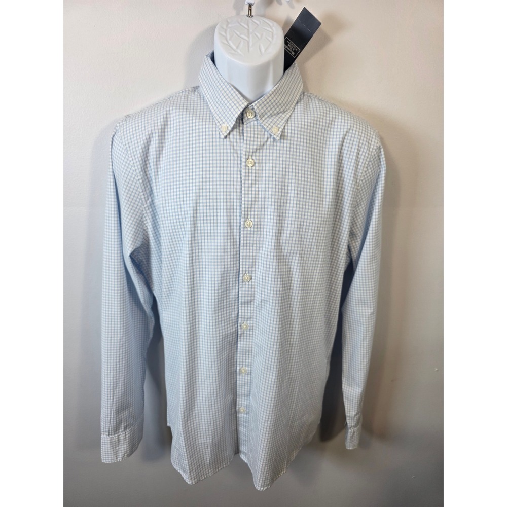 Abercrombie & Fitch Mens Stretch Super Slim Blue Tattersall Shirt Medium NWT NEW